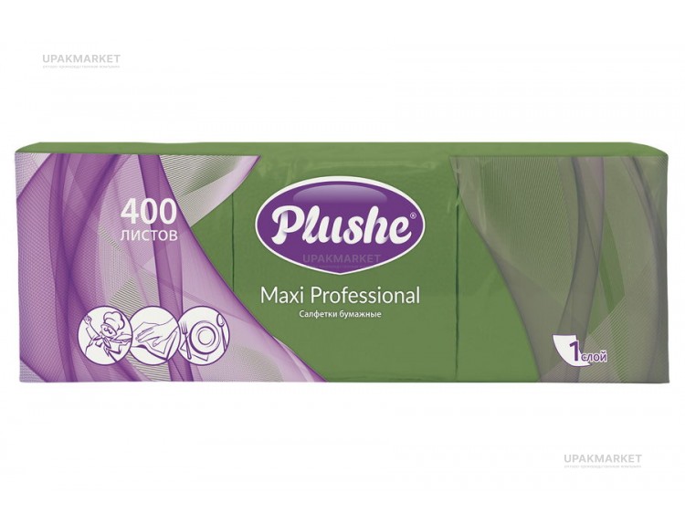 Салфетки 24х24 1 сл. 400л Интенсив зеленые PLUSHE — UPAKMARKET