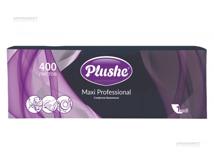 Салфетки 24х24 1 сл. 400л Интенсив черные PLUSHE — UPAKMARKET