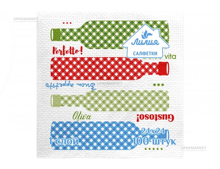 Салфетки 24х24 "Дольче Вита" 1-слойные, 100 листов, ЛИЛИЯ — UPAKMARKET