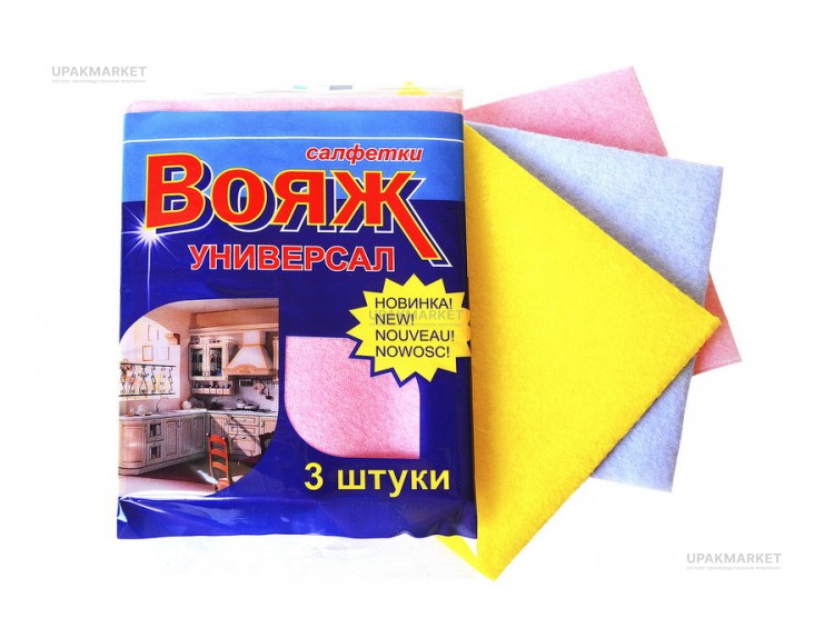 Салфетка из вискозы 30х34 "Универсал" 3шт ВОЯЖ — UPAKMARKET
