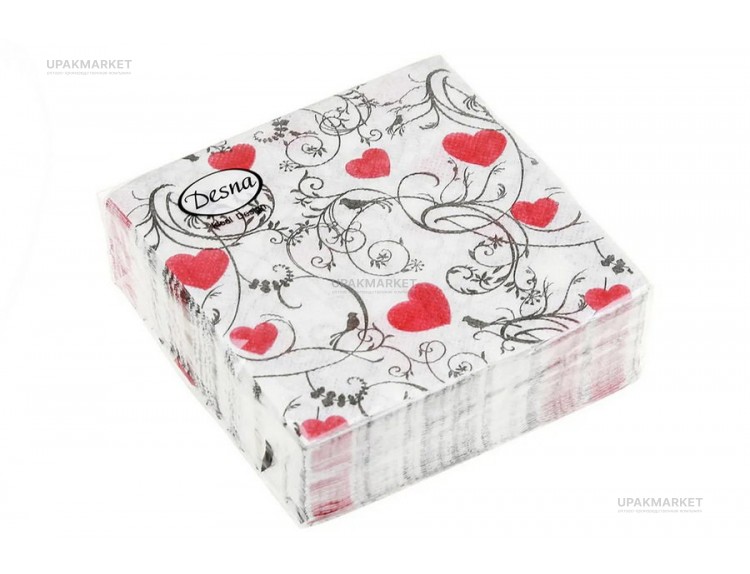 Салфетки 25х25 "Орнамент с сердцем" 1 сл. 40л ДЕСНА — UPAKMARKET