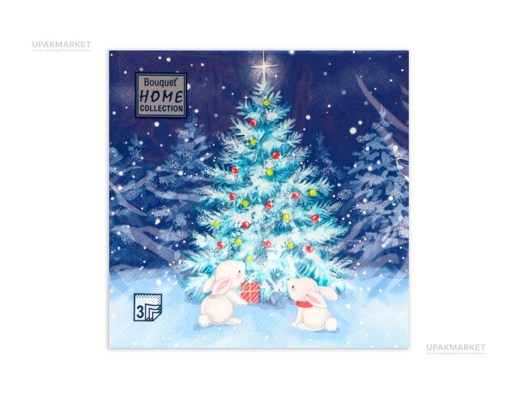 Салфетки НГ 33х33 3х сл. "В новогоднюю ночь" 20шт Art Bouquet — UPAKMARKET