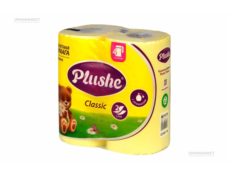 Туалетная бумага PLUSHE Classic/Классическая 2х сл. 18м Ромашка пастель (4 рулона в упаковке) — UPAKMARKET