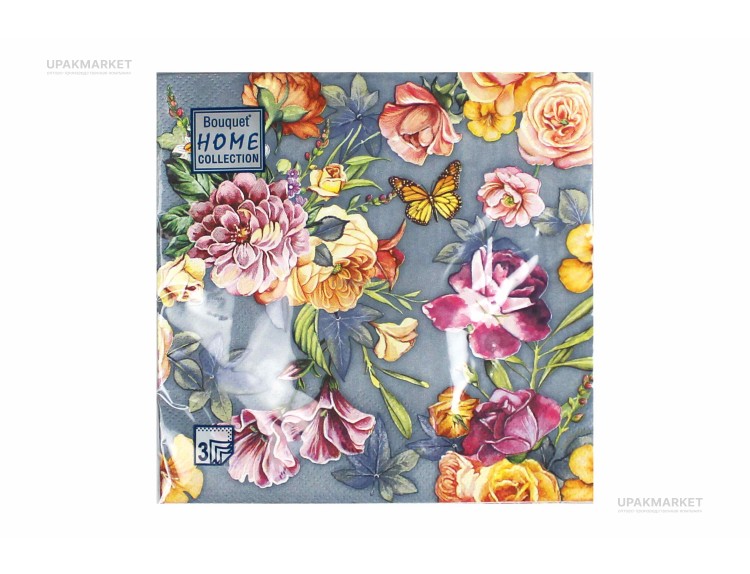 Салфетки 33х33 трехслойные Красивые цветы Art Bouquet 20 шт — UPAKMARKET