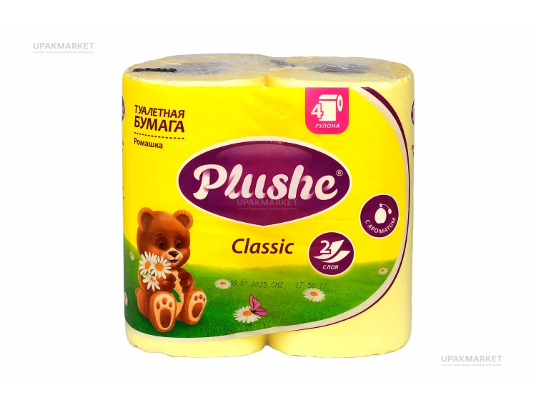 Туалетная бумага PLUSHE Classic/Классическая 2х сл. 18м Ромашка пастель (4 рулона в упаковке) — UPAKMARKET
