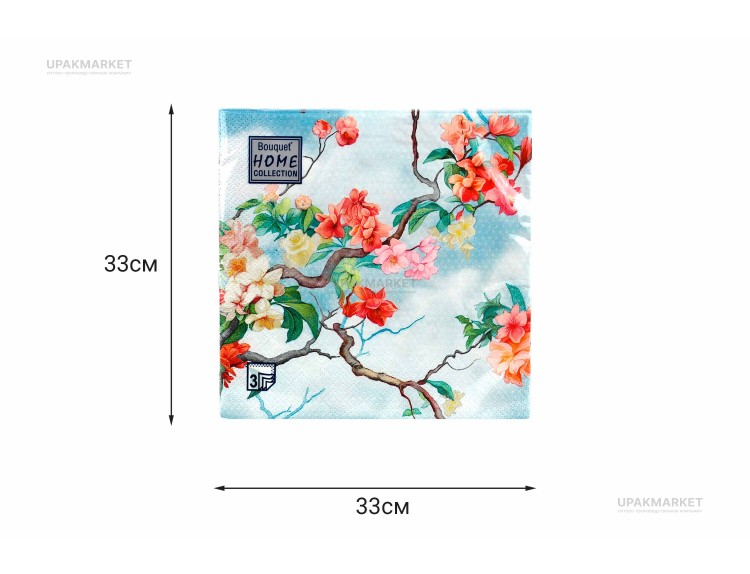 Салфетки 33х33 трехслойные "Весеннее цветение" 20шт Art Bouquet — UPAKMARKET