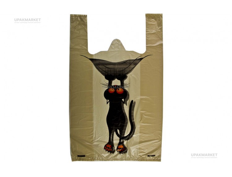 Пакет майка 30х50 "Кот" 5,4гр Ольга и К — UPAKMARKET