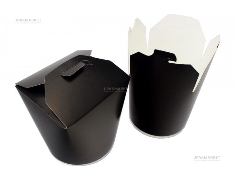 Короб бумажный China Pack /d1-70x83,d2-83,h-100/ Черный 750мл — UPAKMARKET