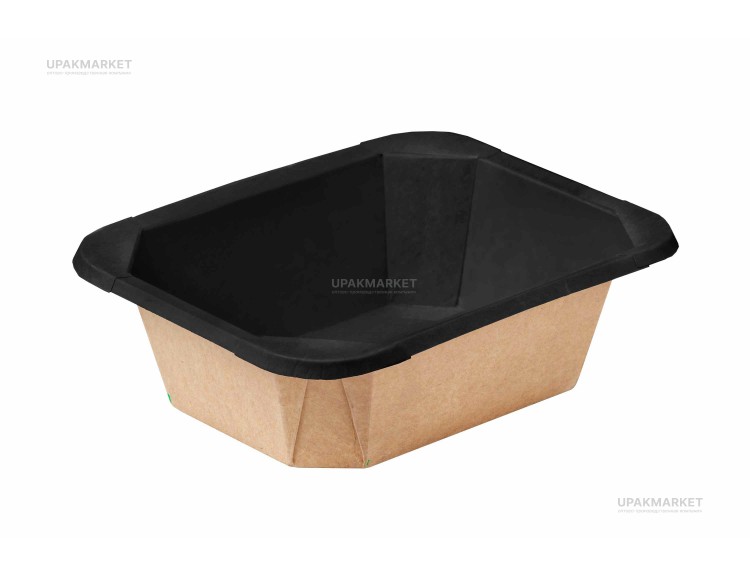 Салатник картонный OCTOBOX 400 ЧЕРНЫЙ BLACK WOOD OSQ (OCQ, OCIQ, ОСК, ОЭСКЬЮ, ОСИКЬЮ) — UPAKMARKET