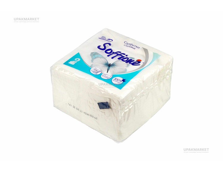 Салфетки 24х24 2-слойные (SOFFIONE) 100л/60уп белые — UPAKMARKET