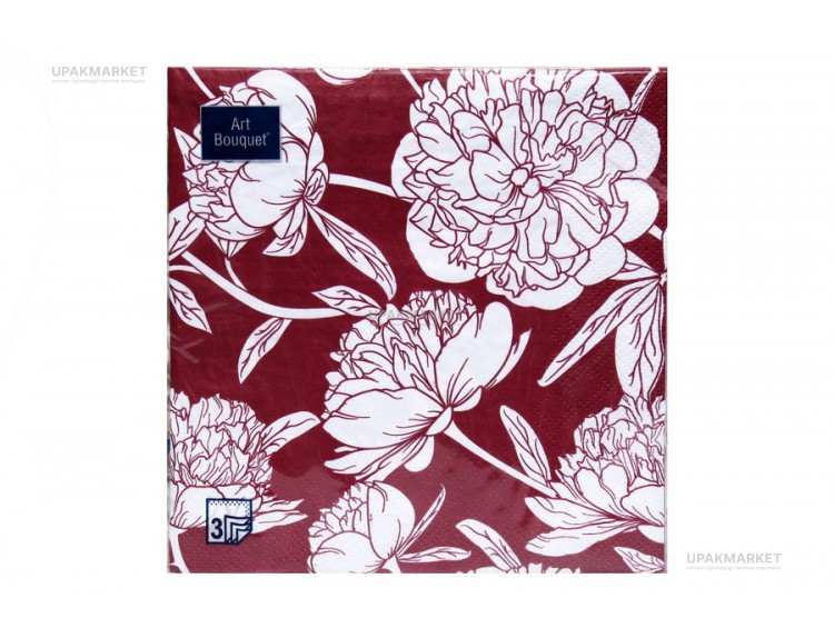 Салфетки 33х33 3 - слойн. Art Bouquet 20 шт  Венеция Бордовый — UPAKMARKET