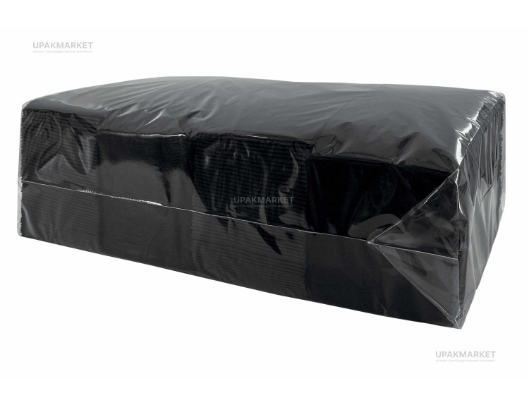 Салфетки 33х33 2-слойные (PLUSHE Premium Professional) 200л/7уп 1/8 сложение черные — UPAKMARKET