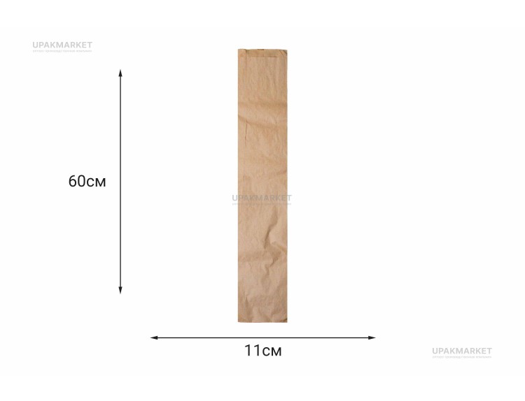 Пакет бумажный пищевой 600x110x40 Вельгийский крафт бурый 40гр НПФ — UPAKMARKET