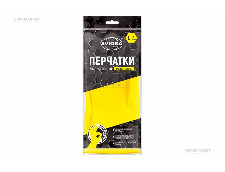 Перчатки резиновые хозяйственные L AVIORA — UPAKMARKET