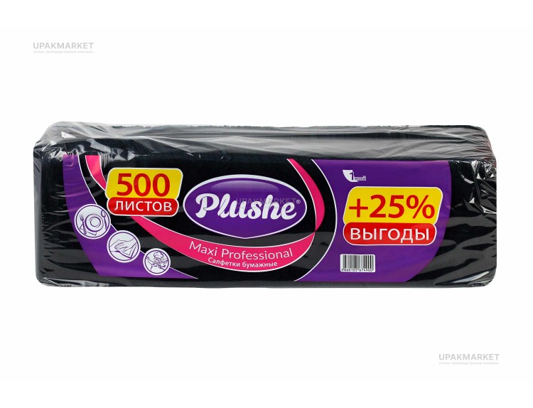 Салфетки 24х24 1 слойные 500 листов Интенсив черные PLUSHE — UPAKMARKET