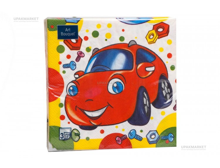 Салфетки 33х33 3х сл. "Классные машинки" 20шт Art Bouquet — UPAKMARKET
