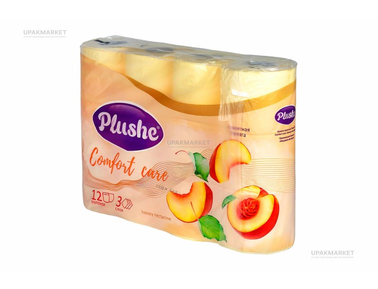 Туалетная бумага PLUSHE Comfort Сare/Комфорт 3х сл. 16м Персик (12 рулонов в упаковке) ароматизированная — UPAKMARKET