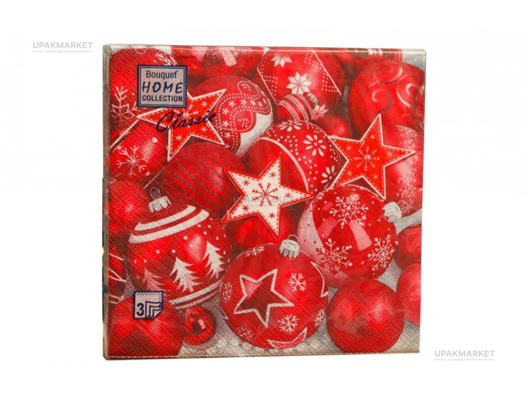 Салфетки НГ 33х33 3х сл. "Новогодняя композиция красная" 20шт Art Bouquet — UPAKMARKET