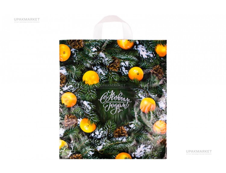 Пакет НГ с петлевой ручкой 38х42см "Новогодний базар" 40мкм ПНД Интерпак /20уп х 25шт/ — UPAKMARKET