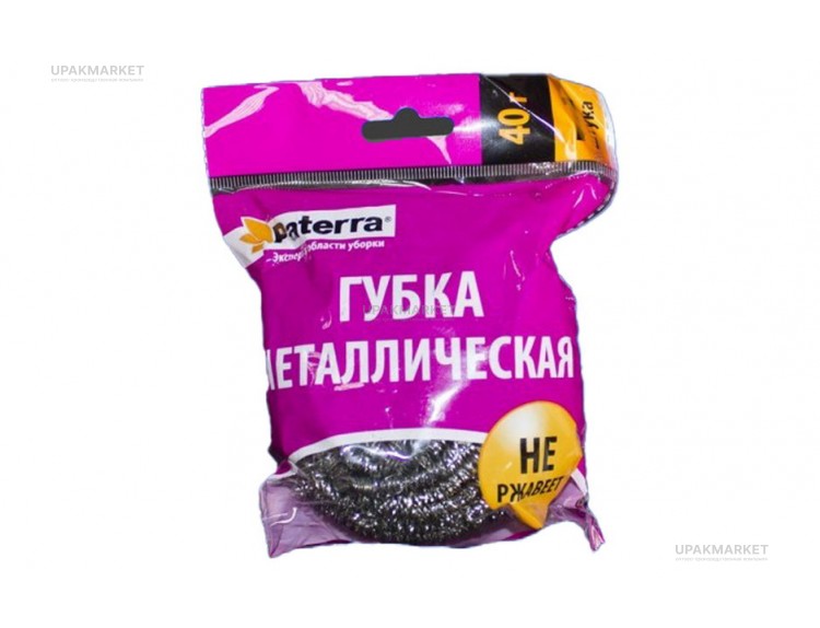 Губка металлическая для мытья посуды (спираль, оцинкованная) PATERRA — UPAKMARKET