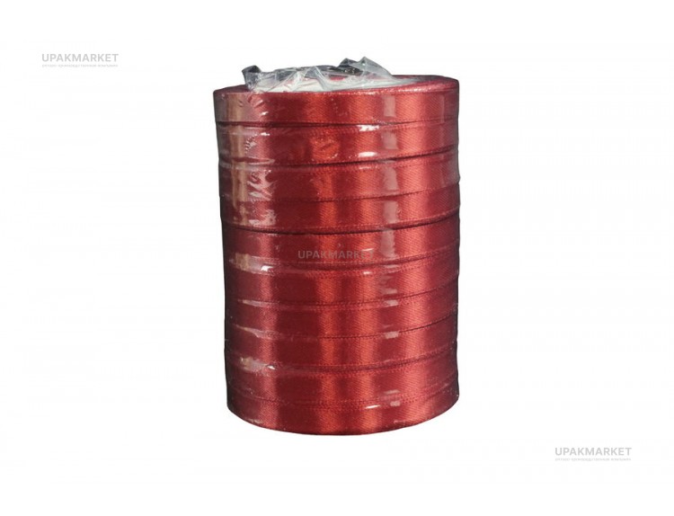 Лента 1 см Атласная Красная 22 м (10 бабин) — UPAKMARKET