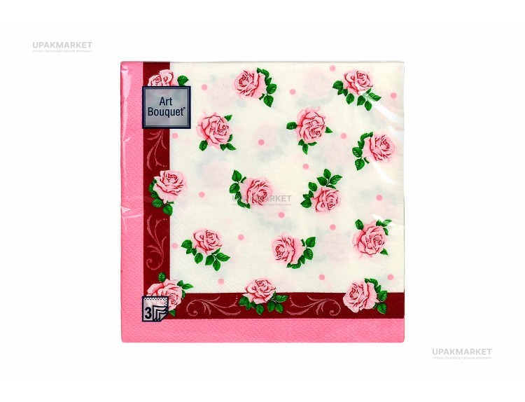 Салфетки 33х33 трехслойные "Розита " 20шт Art Bouquet — UPAKMARKET