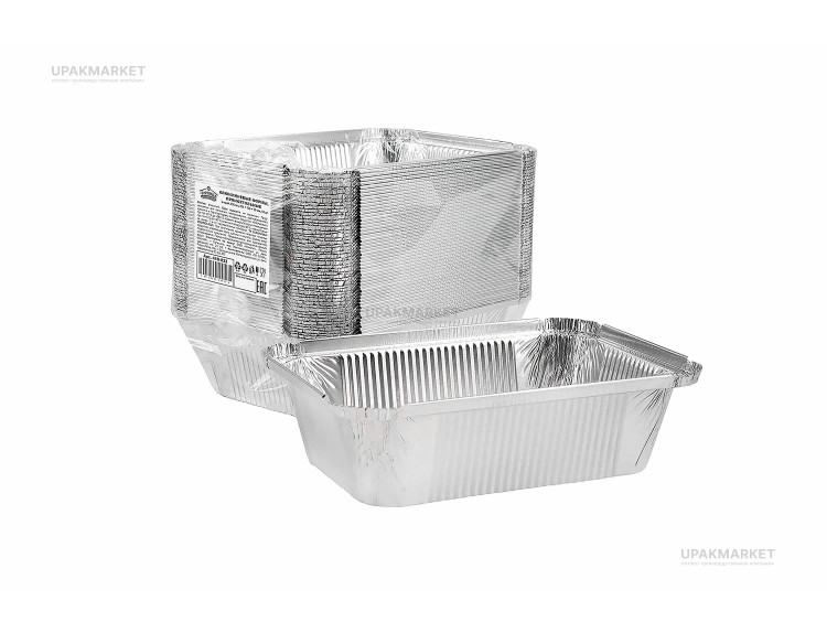 Алюминиевые формы 950мл прямоугольная 204 х 139/165 х 101 L-край 50шт — UPAKMARKET