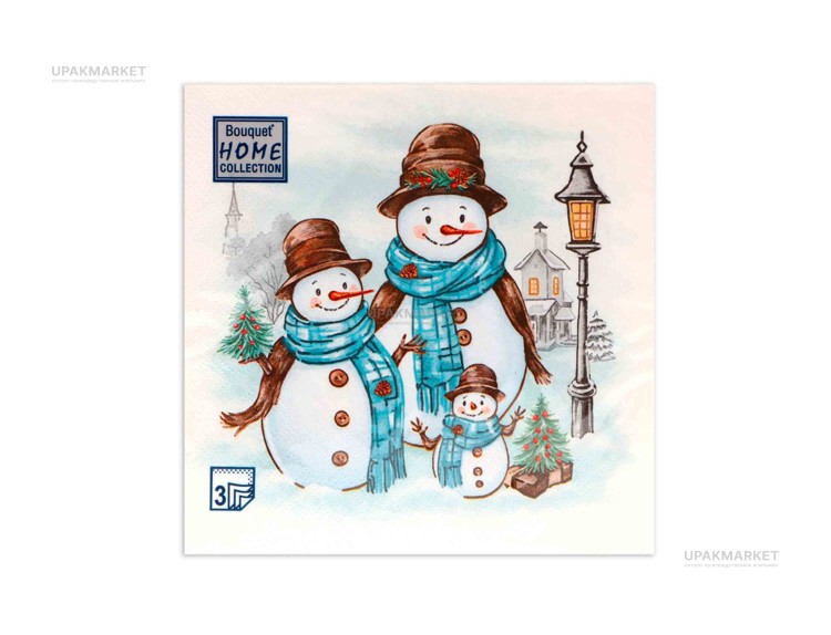 Салфетки НГ 33х33 3х сл. "Дружная семья" 20шт Art Bouquet — UPAKMARKET