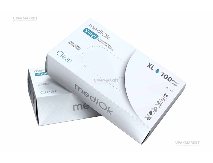 Перчатки виниловые неопудренные XL MEDIOK /10уп х 100шт/ ЧЗ — UPAKMARKET