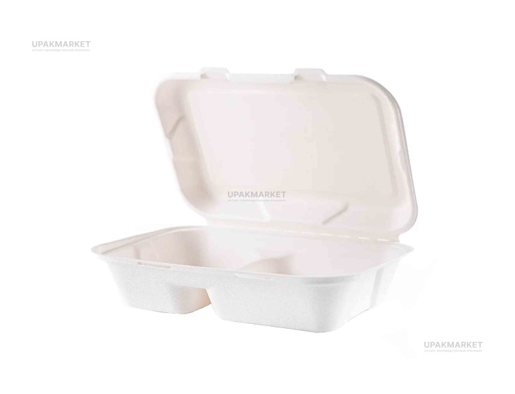 Ланч-бокс 2-х секц. 251х166х63 Сахарный тростник /2уп х 50шт/ — UPAKMARKET