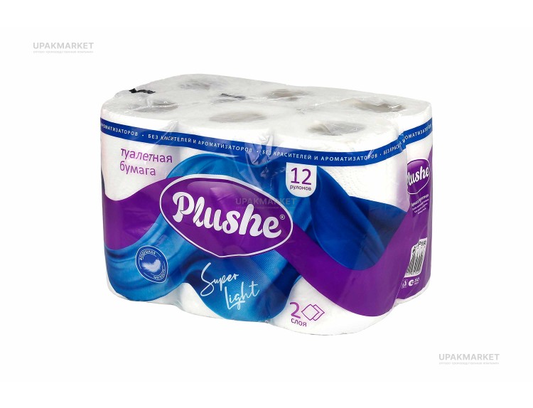 Туалетная бумага PLUSHE 2х сл. 14м Super Light/ Супер Формат (12 рулонов в упаковке) — UPAKMARKET