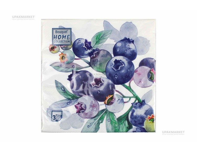 Салфетки 33х33 трехслойные Черника Art Bouquet 20 шт — UPAKMARKET