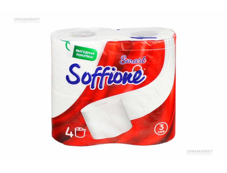 Туалетная бумага 3 слоя 15,1 м (4 рул) (16уп) SOFFIONE Smart — UPAKMARKET