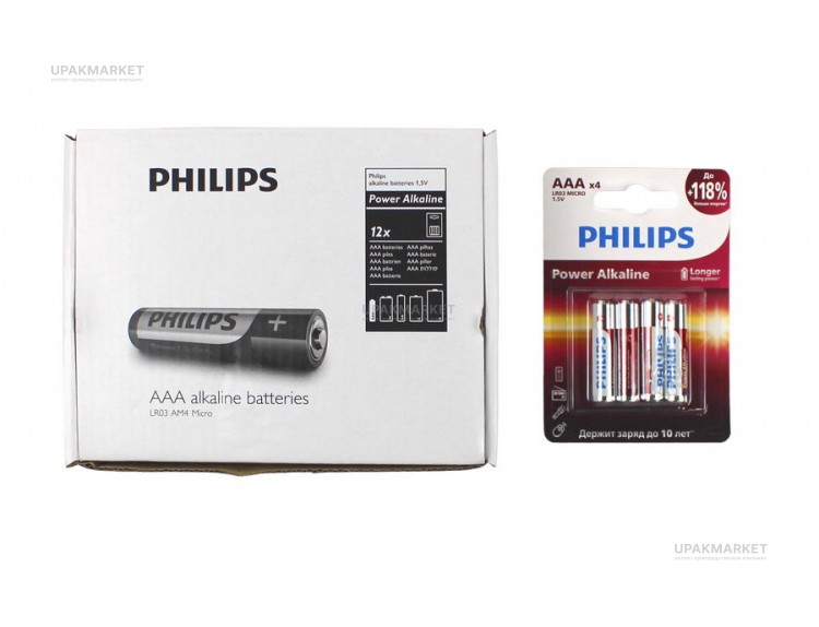 Батарейка ААА/LR3 мизинчиковая BL4 PHILIPS — UPAKMARKET