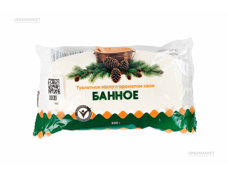 Мыло "БАННОЕ" ГОСТ Хвоя 200гр в индивидуальной упаковке Меридиан ЧЗ — UPAKMARKET