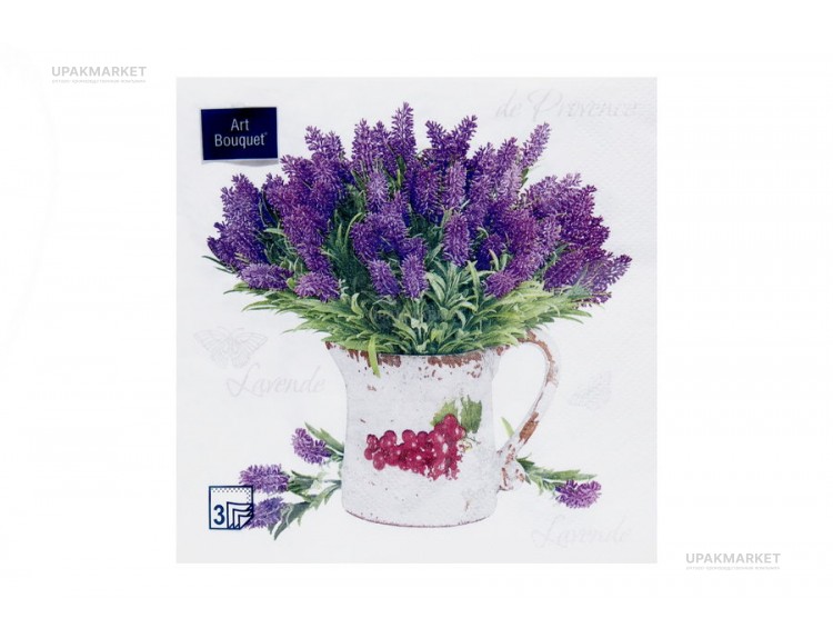Салфетки 33х33 3 - слойн. Art Bouquet 20 шт  Лаванда — UPAKMARKET