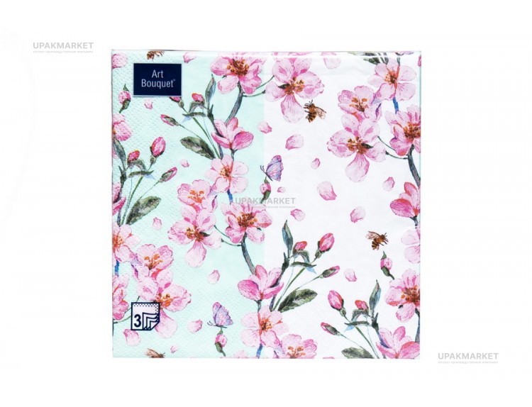 Салфетки 33х33 3х сл. "Цветущий сад" 20шт Art Bouquet — UPAKMARKET