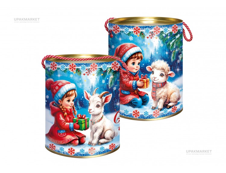 Туба новогодняя 700гр ДУЭТ 12х16,5см — UPAKMARKET