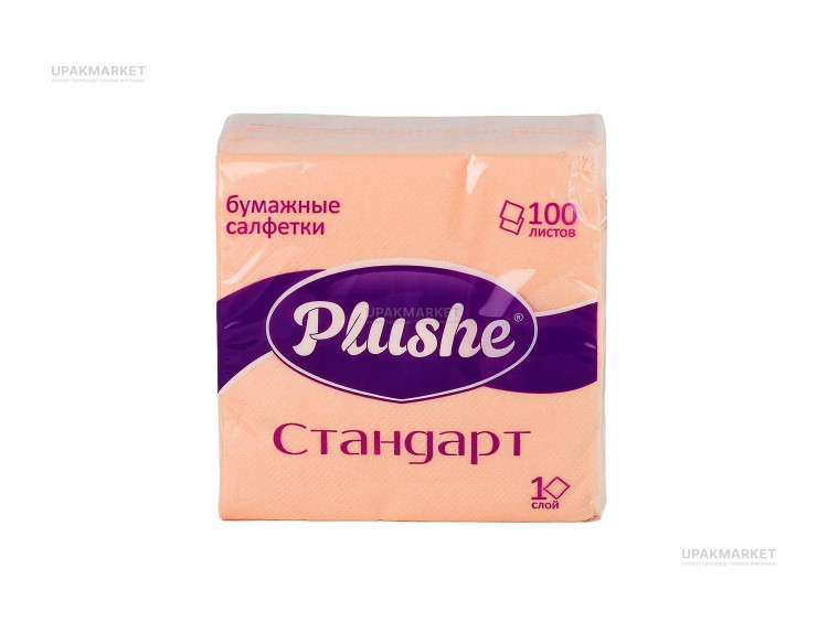 Салфетки 24х24 однослойные 100 листов Стандарт Абрикосовые PLUSHE — UPAKMARKET