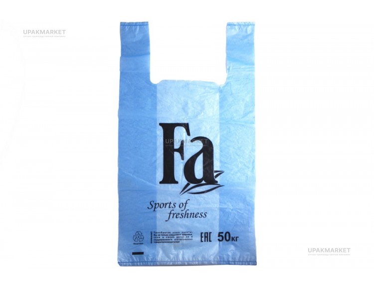 Пакет майка 30х55 "FA" 8гр синяя ЮгПак /20уп х 50шт/ — UPAKMARKET