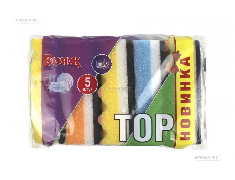 Губка для посуды 110х70х38мм "ТОР 5" ВОЯЖ — UPAKMARKET