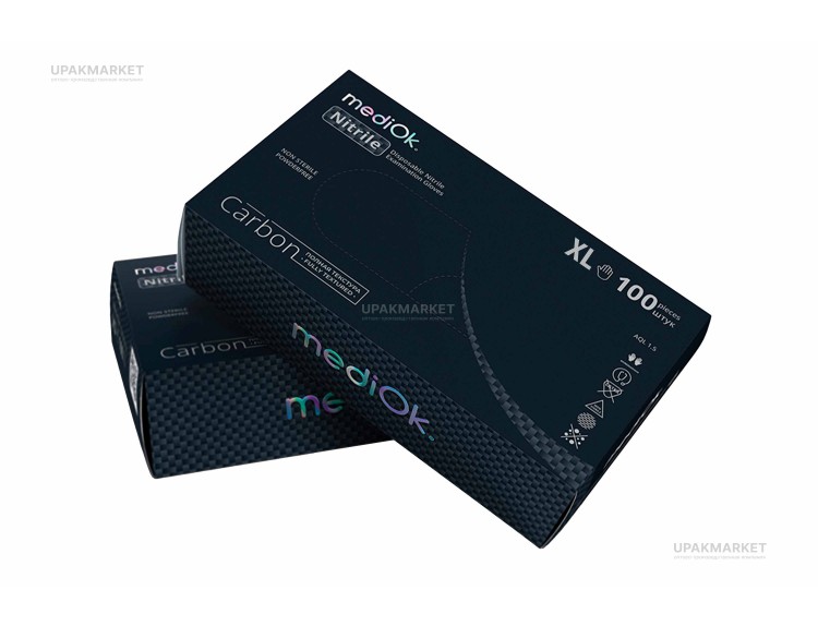 Перчатки нитриловые неопудренные смотровые XL черные CARBON плотные 4,0гр MEDIOK / 10уп х 100шт/ — UPAKMARKET