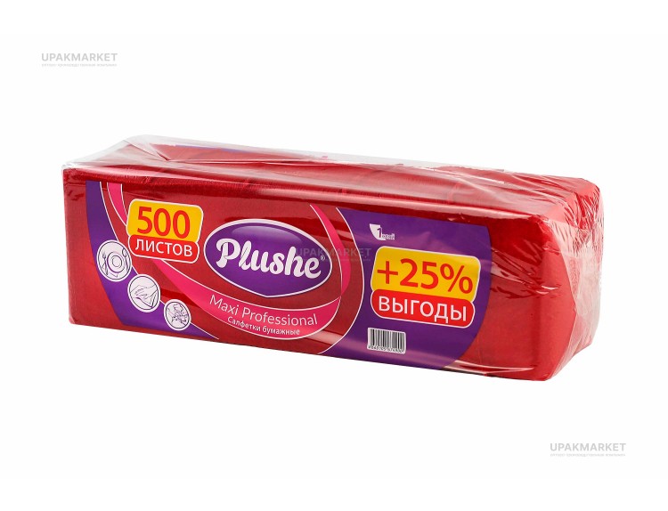 Салфетки 24х24см 1 слой 500 листов Интенсив красные PLUSHE — UPAKMARKET