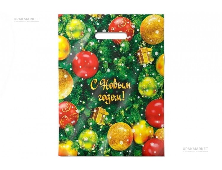Пакет НГ с вырубной ручкой 30х40см "Елка" Интерпак /20уп х 50шт/ — UPAKMARKET