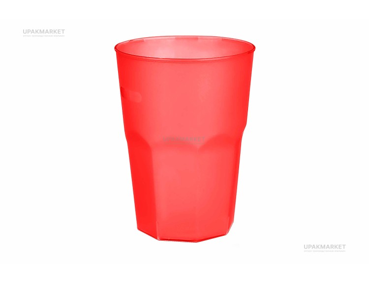 Стакан пластиковый 300мл "Иней" красный ПП ВЗЛП — UPAKMARKET