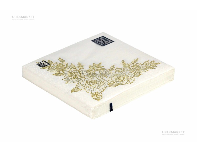 Салфетки 33х33 3 слоя "Золотые розы" 20шт Art Bouquet — UPAKMARKET