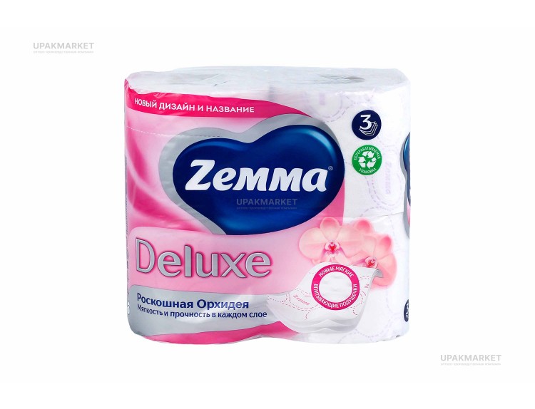 Туалетная бумага ZEMMA Deluxe 3слоя Роскошная орхидея 4шт — UPAKMARKET