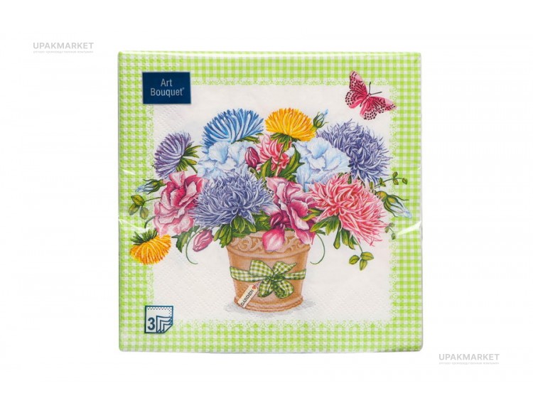Салфетки 33х33 3х сл. "Букет с камелиями" 20шт Art Bouquet — UPAKMARKET