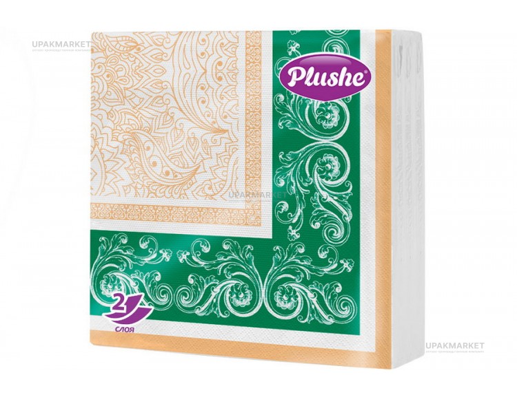 Салфетки 33х33 2х сл. "Зеленый" 20л PLUSHE Premium Decor — UPAKMARKET