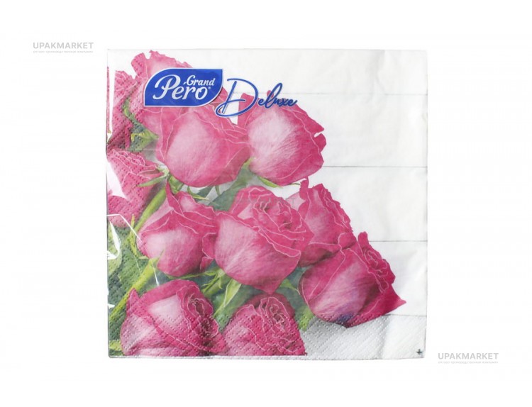 Салфетки 33х33 3-х слойные "Розы" 20 листов, GrandPero Deluxe — UPAKMARKET